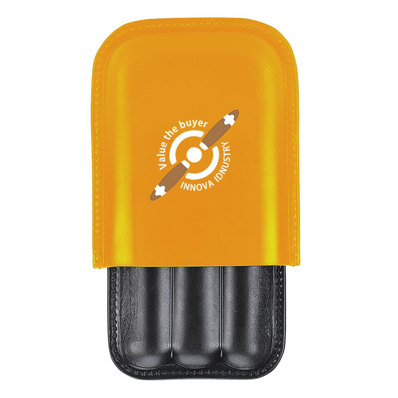 Estuche para cigarros de cuero genuino mate personalizado, caja viajera gruesa tipo tubo para dedo humidificadora