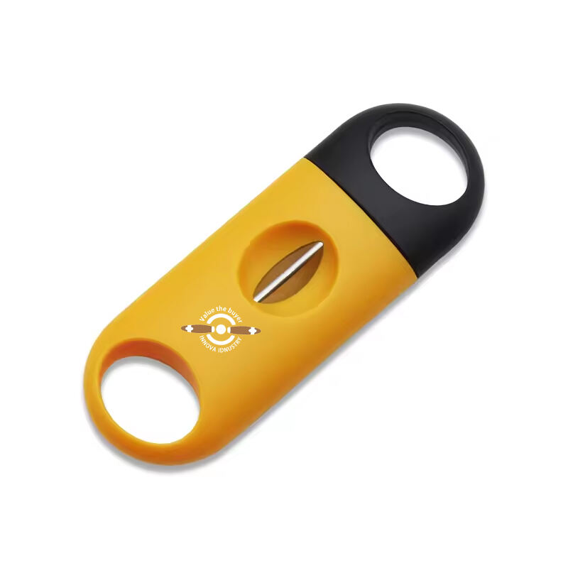 Tijera cortapuros de plástico amarillo con corte en V y logotipo personalizado