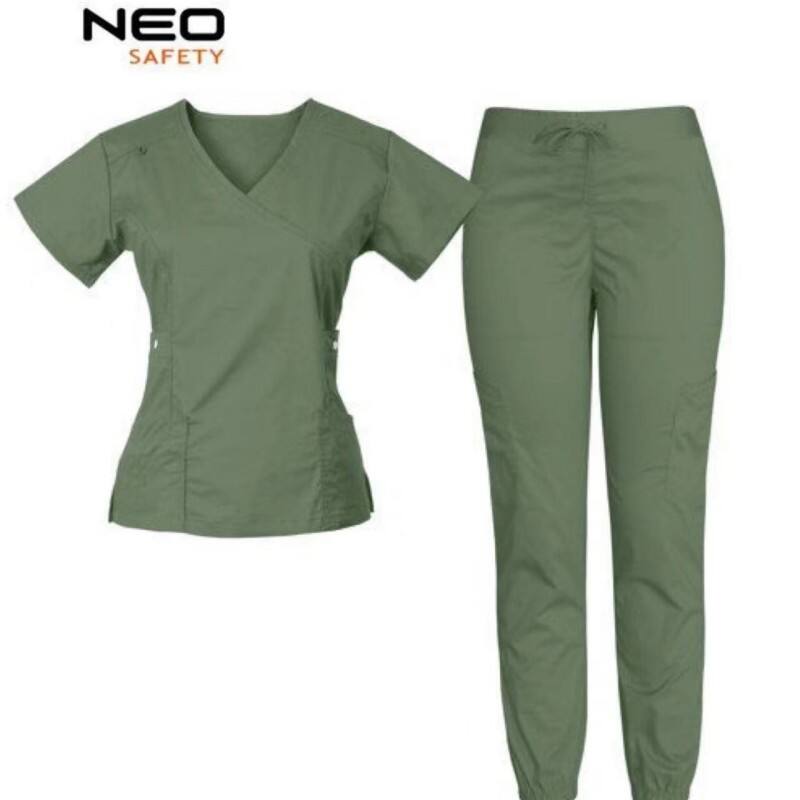 WH1106 Hospital Breathable Unisex Scrub Clothes Medical Industry Uniform V Neck Scrubs Uniforms Sets Hospital Work Clothes              
