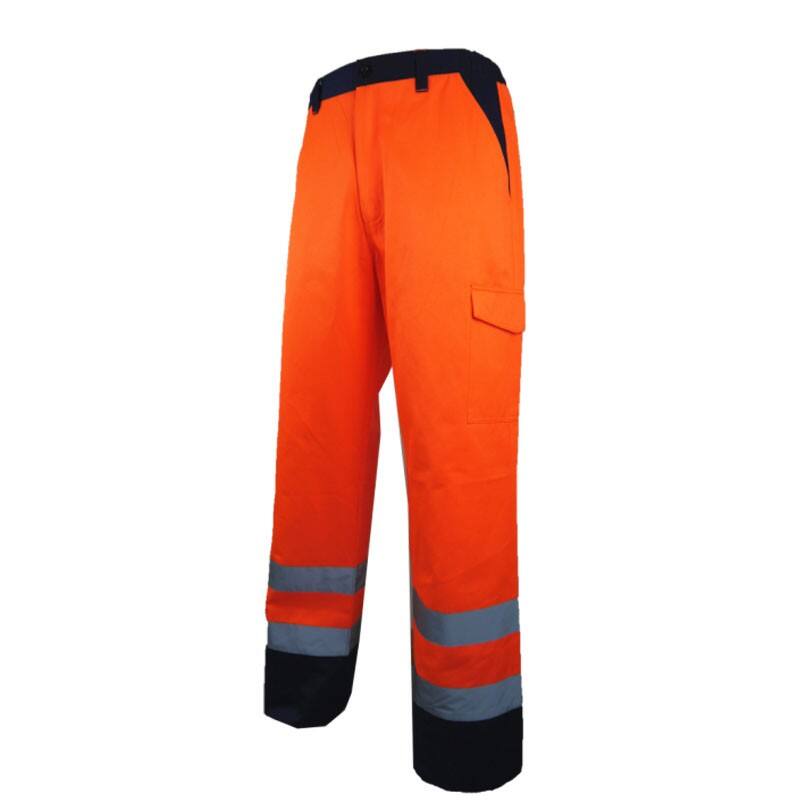 Hi Vis Orange Men Construction Cargo Pants With Multi Pockets