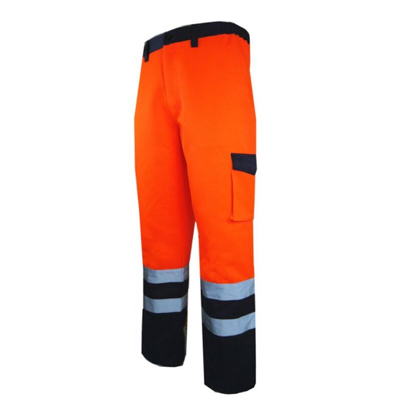  Hi Vis Orange Men Construction Cargo Pants With Multi Pockets