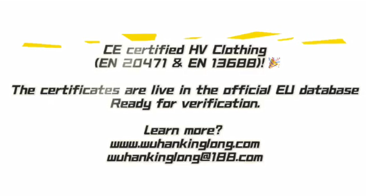 Roupa HV Certificada CE (EN 20471 e EN 13688)! 🎉