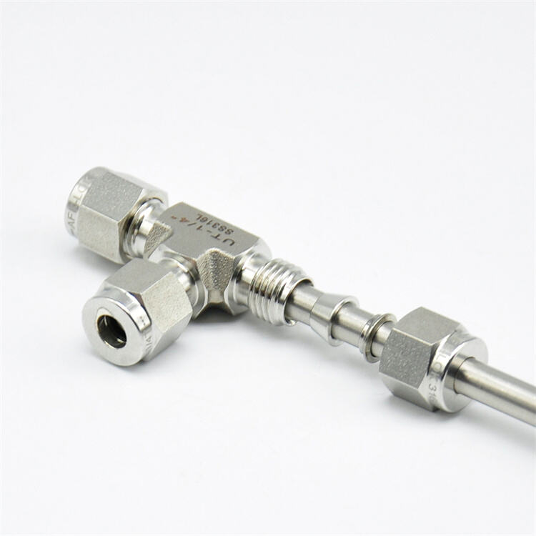 Stainless Steel 1/4 tee fittings Compression Tube Fitting Tee 1/4