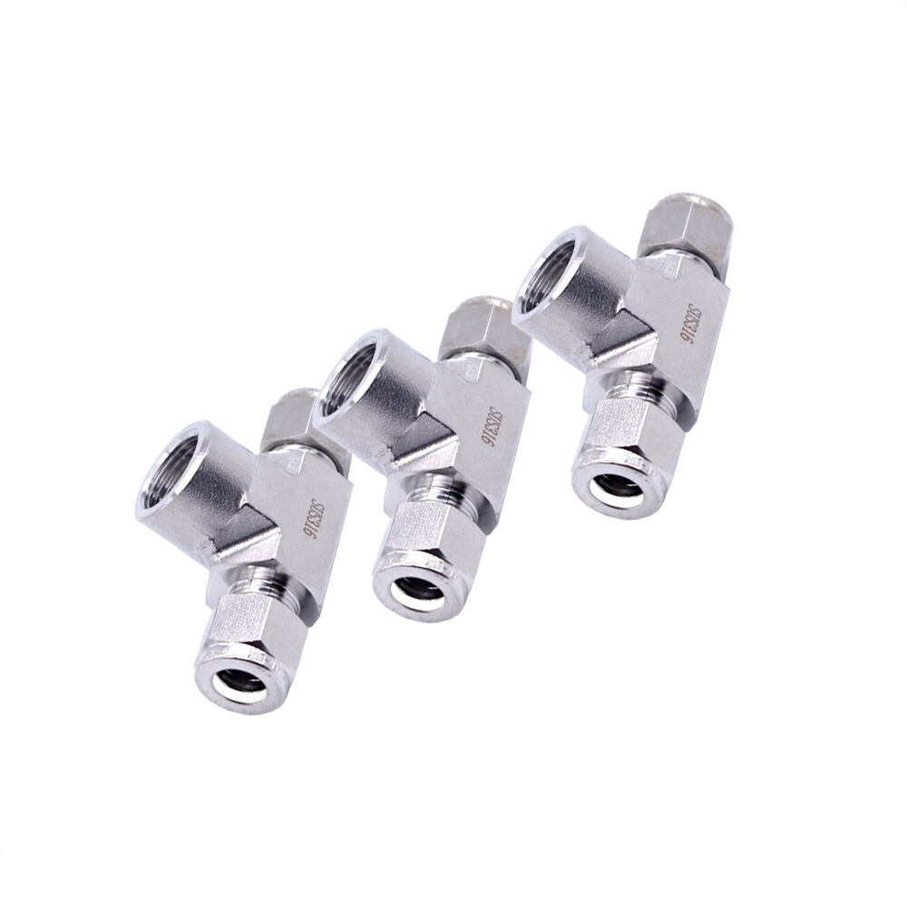 Ferrule Female Branch Tee 3/8in OD x 1/4in Female NPT x3/8in OD Stainless Steel Pipe Fittings