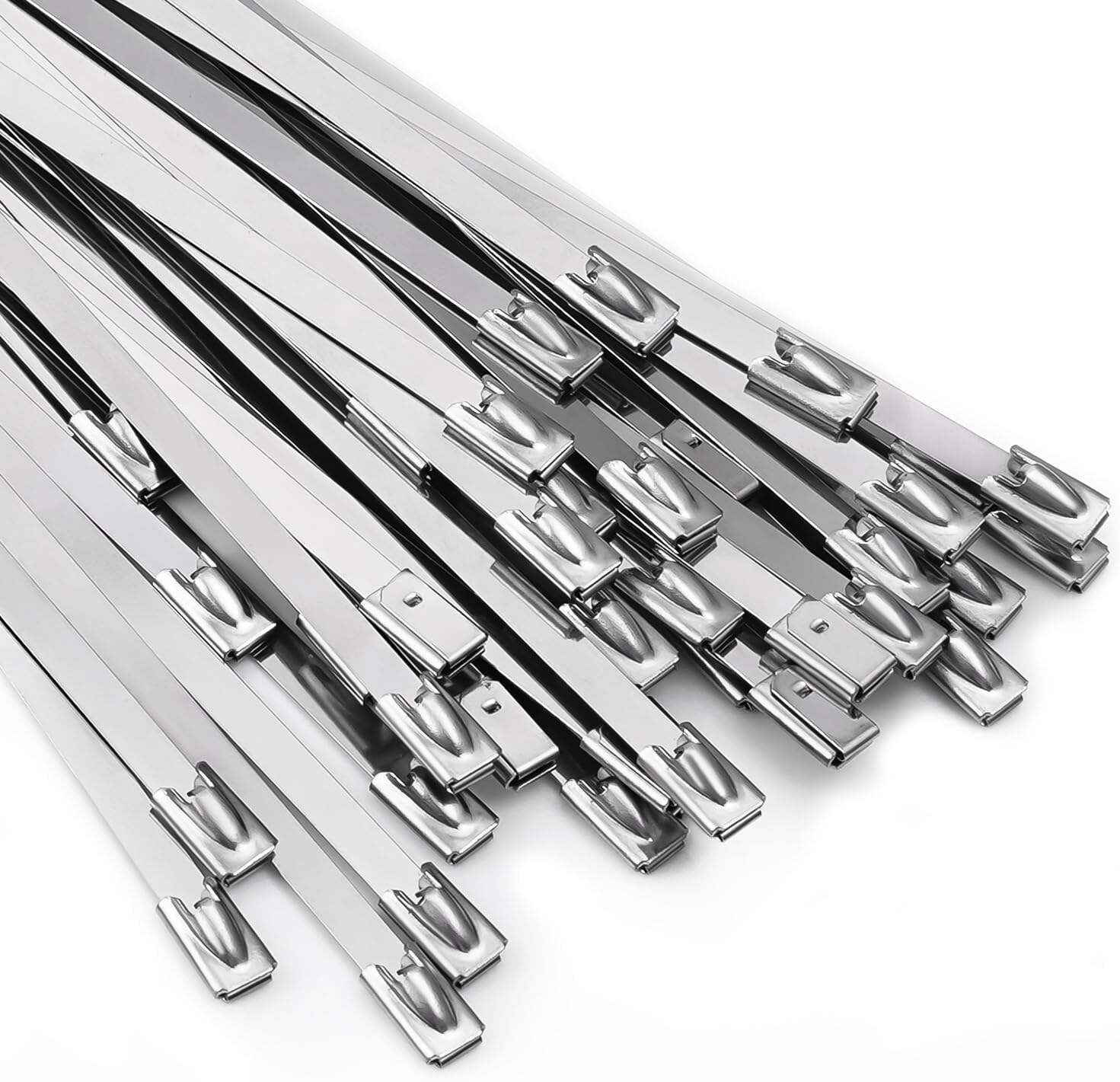 Metal Zip Ties 304 Stainless Steel Zip Ties Heavy Duty Multi-Purpose Self-Locking Cable Ties for Machinery Vehicles