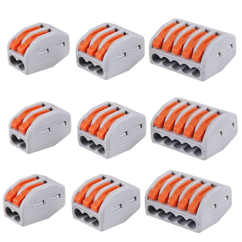 kit de Terminales Eléctricas Aisladas Compactas de 28-12 AWG 2/3/5 Conductores Duradero PC Power Cobre Conectores de Alambre Asortidos con Palanca