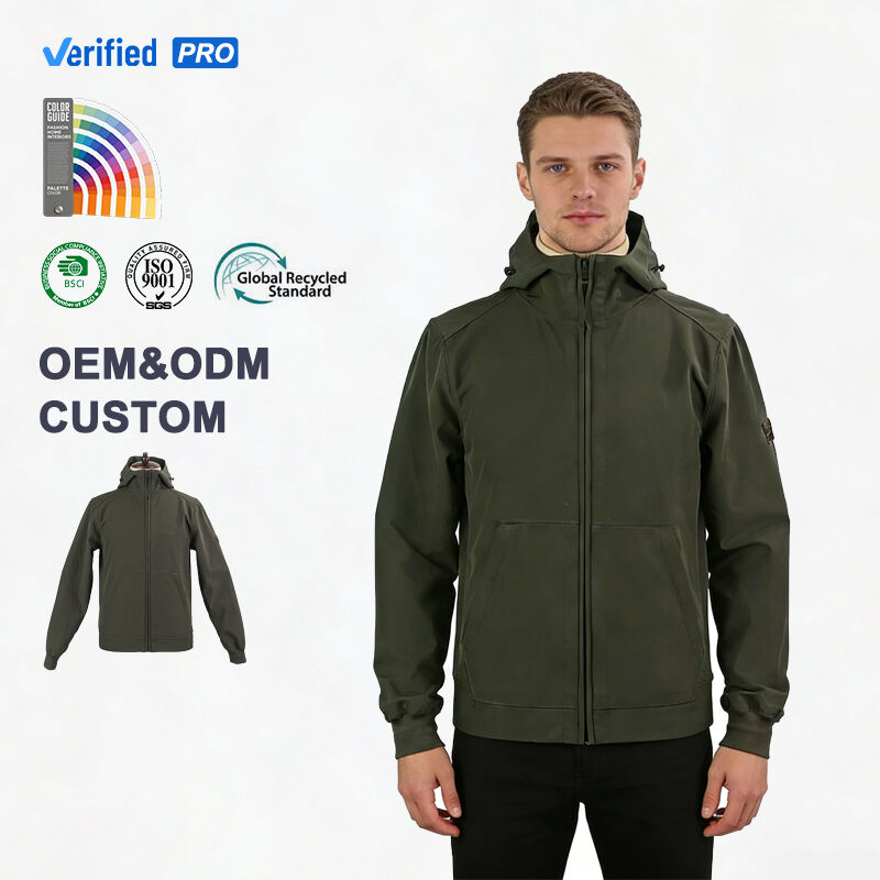 OEM/ODM Windproof Water-Resistant Men's Army Green Outdoor Jacket 