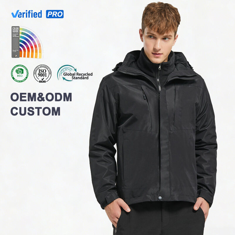 Custom 3-in-1 Outdoor Jacket Waterproof Windproof Men's Casual Outerwear