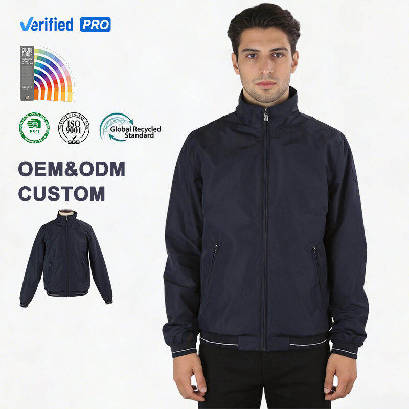 Custom Mens Waterproof Jacket Stand Collar Slim Fit Windbreaker For Daily Wear