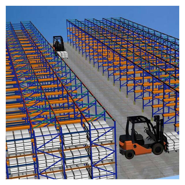 ระบบชั้นวางแบบขับเข้าสำหรับการใช้งานเชิงอุตสาหกรรม ความจุสูงสุดสำหรับการจัดเก็บ