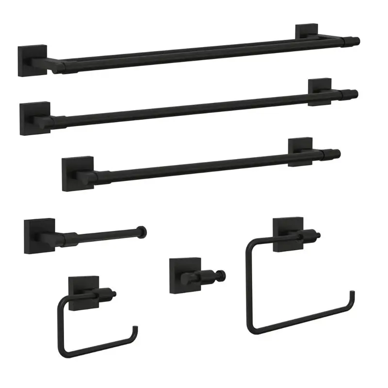 Wall Mounted Set Bathroom Accessories Kit Towel Bar, Toilet Paper Holder, Robe Towel Hooks Bathroom Hardware Set