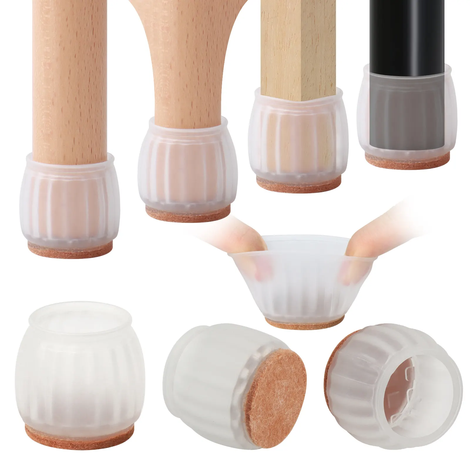 Universal Table Protector Cover Anti-slip Floor Protect Mute Round Square Chairs Leg Silicone Chair Leg Pads Furniture