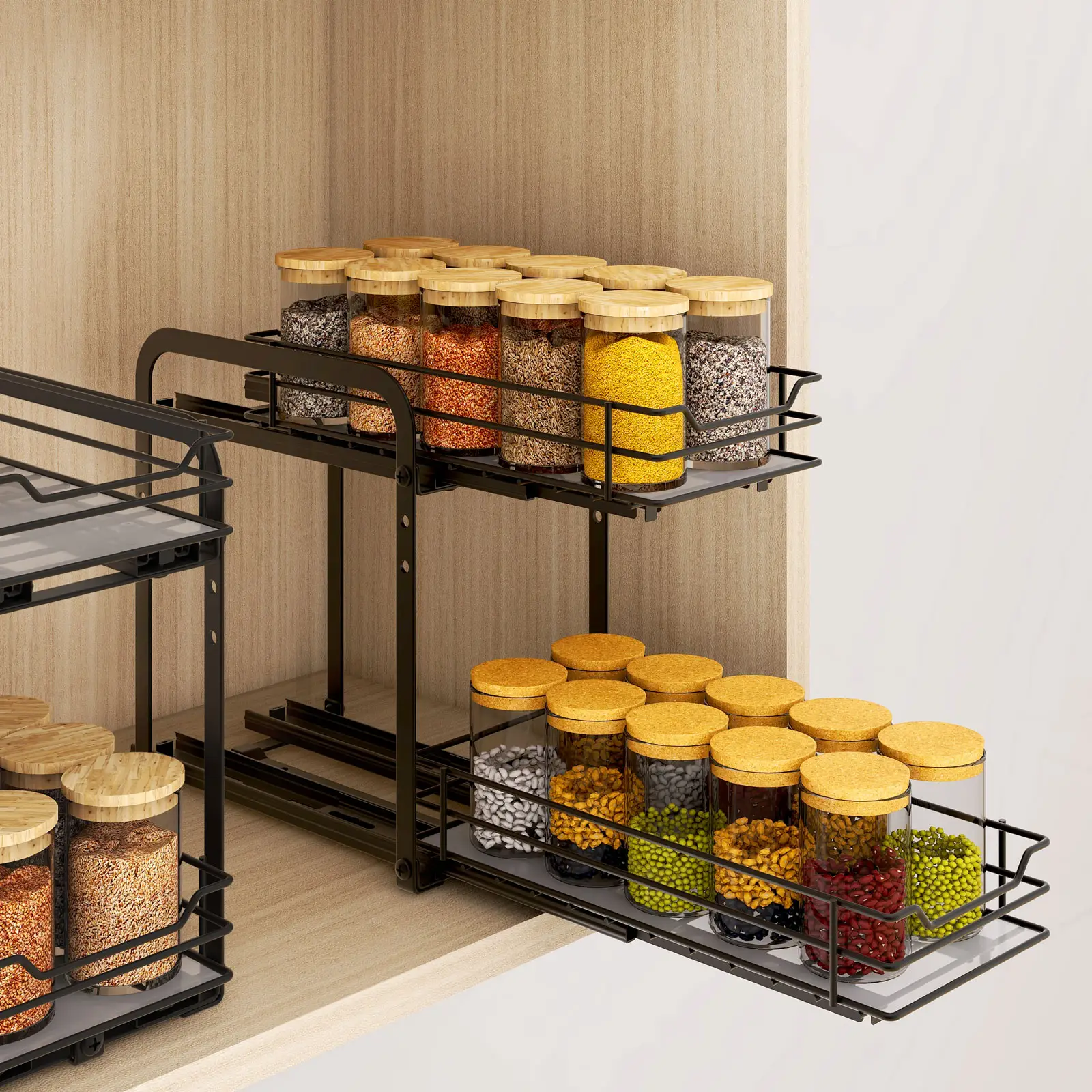 Adjustable Under Sink Shelf Organizer for Kitchen 2 tier multifunctional cabinet Spice Rack