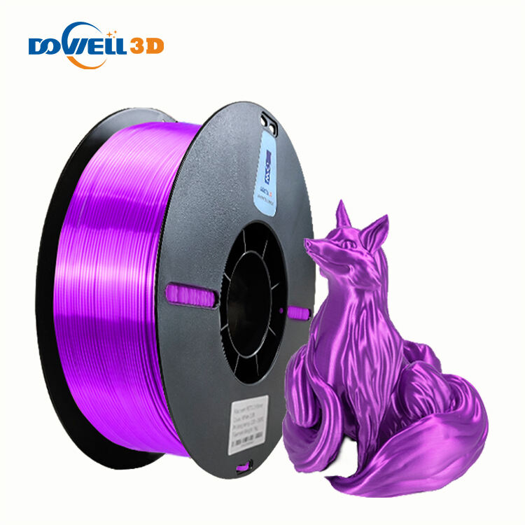 Filament d'impression 3D Dowell3d PLA Silk, enroulement soigné, 1,75 mm, violet, filament souple avec texture soyeuse pour imprimante 3D FDM, prix de gros