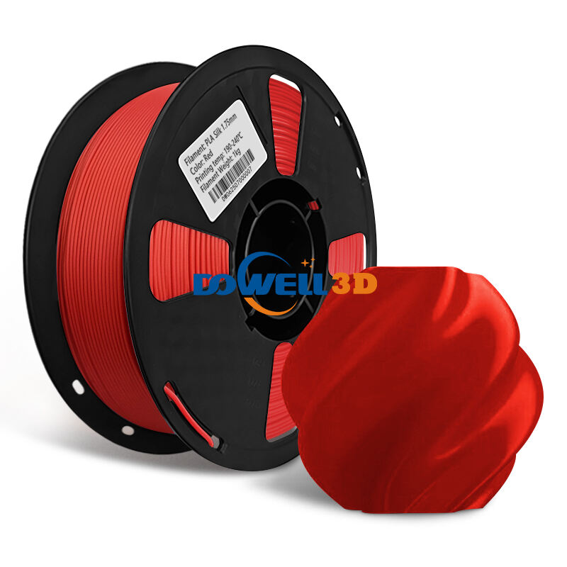Filament 3D PLA Silk DOWELL de haute qualité, 1,75 mm, 1 kg/rouleau, écologique, rouge brillant soyeux, haute résistance, sans bulles