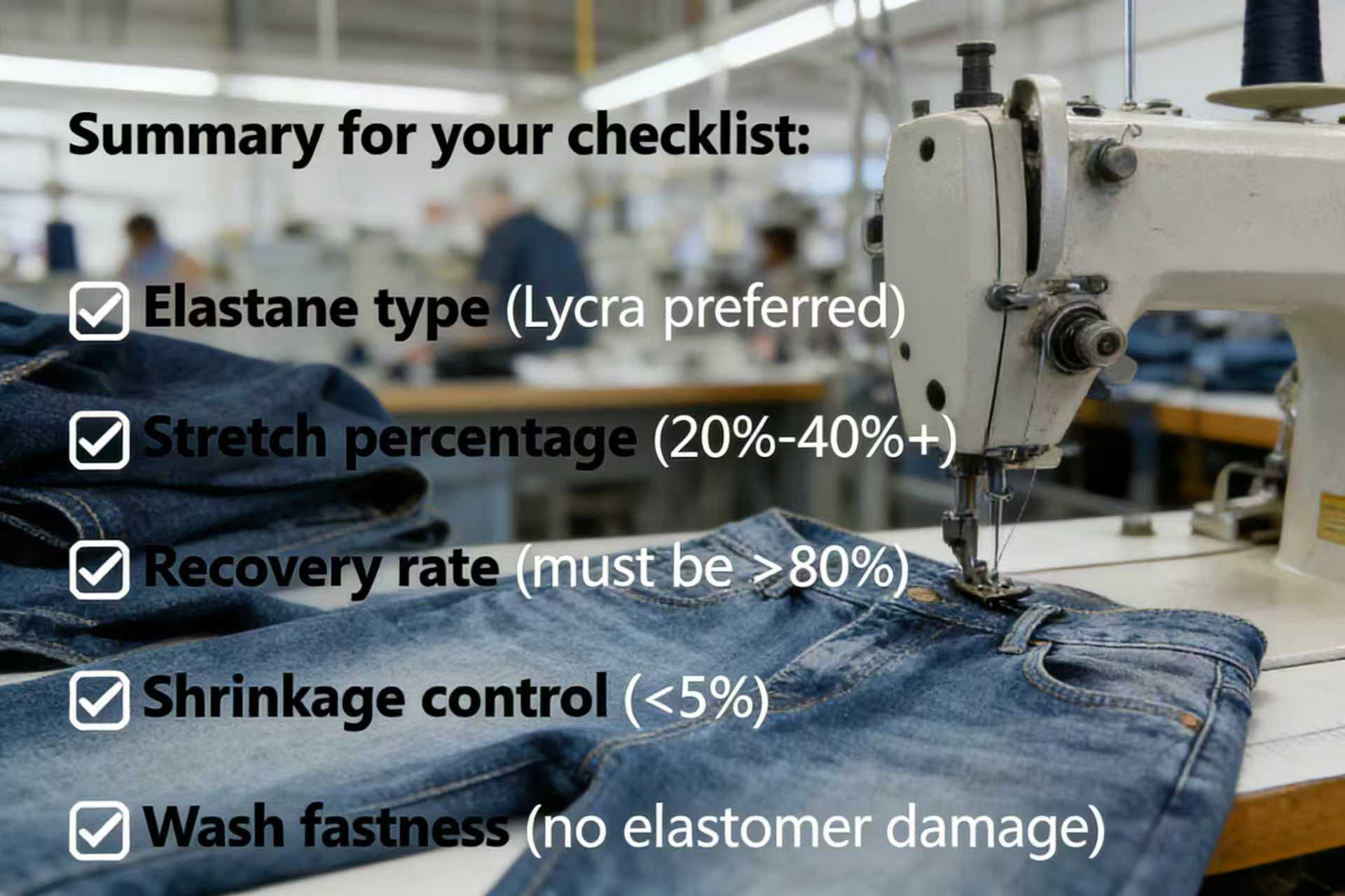 What are the key considerations for bulk purchasing high-stretch denim fabrics?