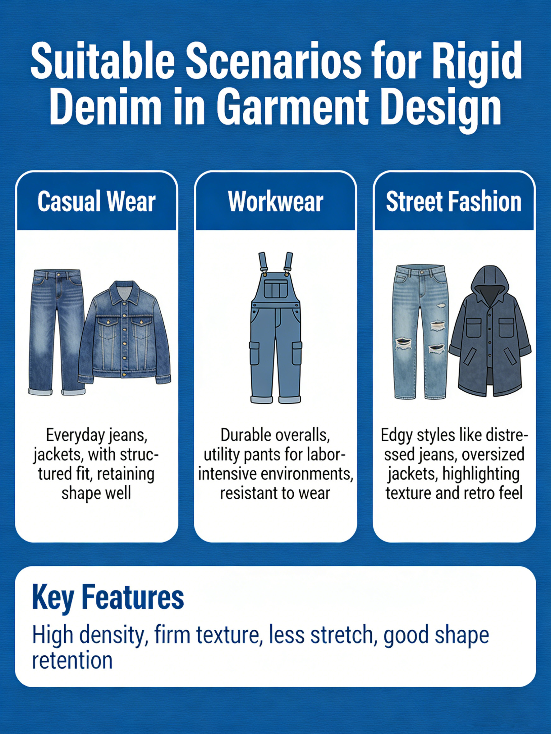 What Scenarios Is Rigid Denim Suitable for in Garment Design
