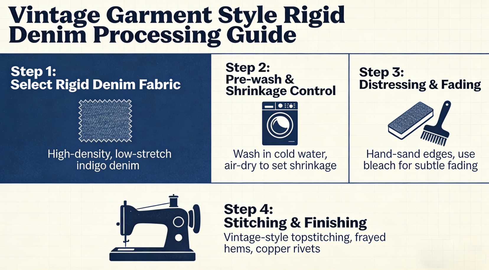 How to Process Rigid Denim for Vintage Garment Styles?
