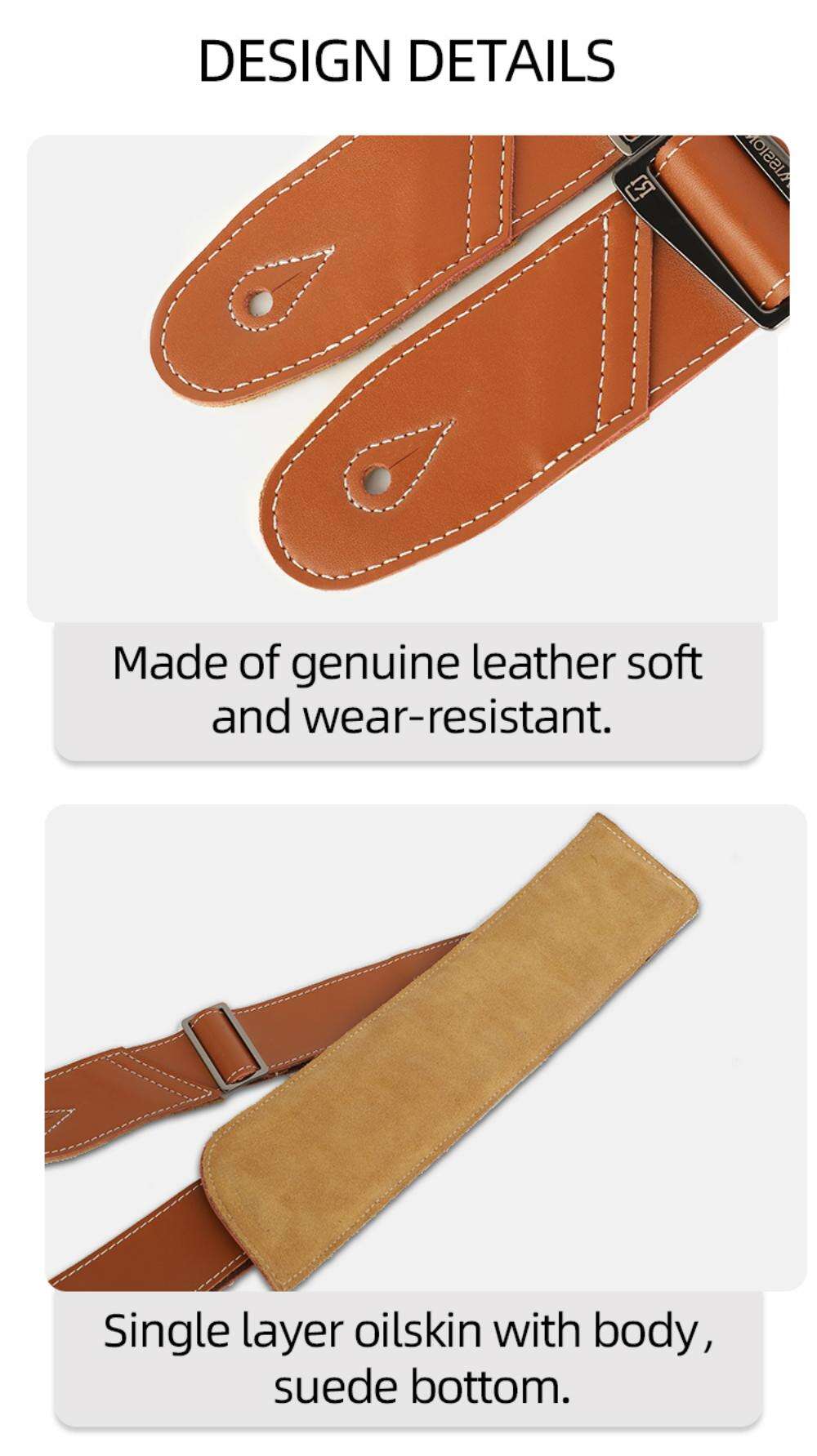 Real Mission Mountain Ridge high end Leather guitar strap PU electric guitar strap factory wholesale bass belt Pu Guitar Strap manufacture