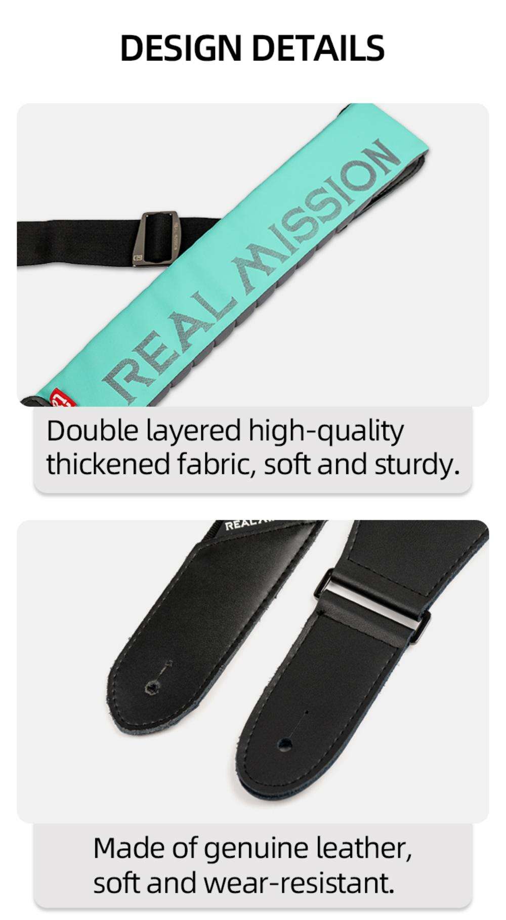 RealMission Amanda leather Guitar Strap Wholesale Adjustable Pearl Cotton for Electric Guitar Bass Folk Instrument Accessories Raibow musical  details