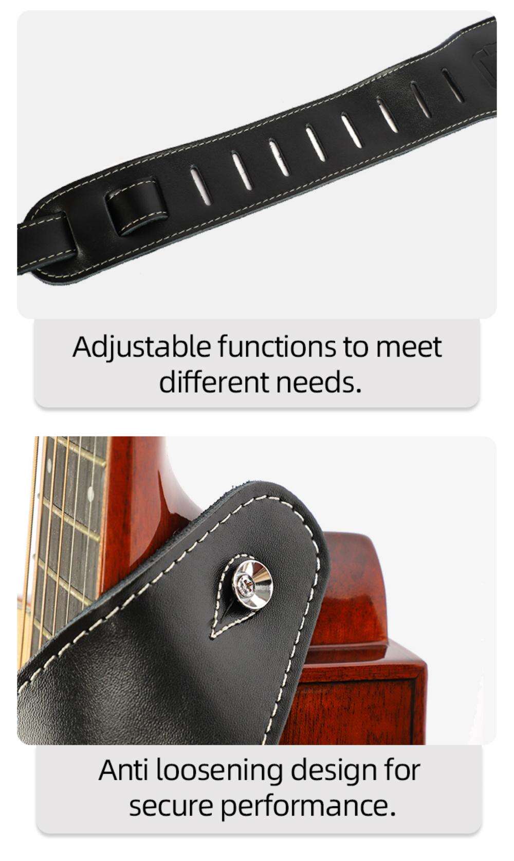 RealMission leather guitar strap 8 speed adjustable widening and thickening suitable  electric guitar acoustic guitar bass strap factory