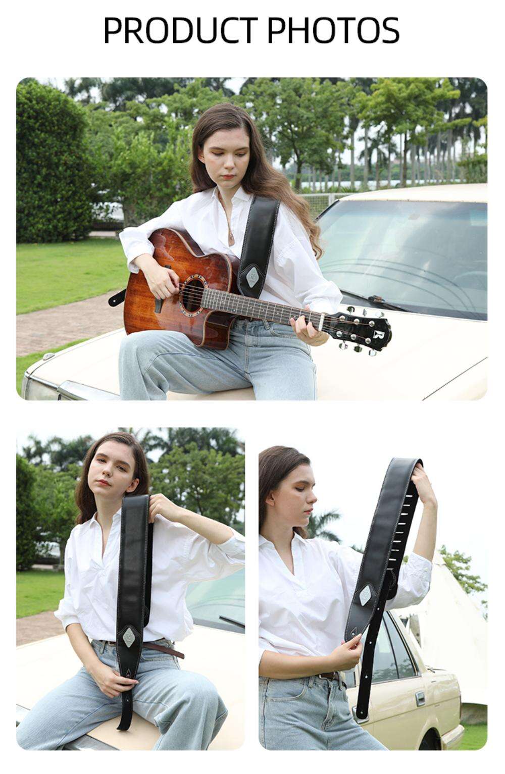 RealMission leather guitar strap 8 speed adjustable widening and thickening suitable  electric guitar acoustic guitar bass strap details