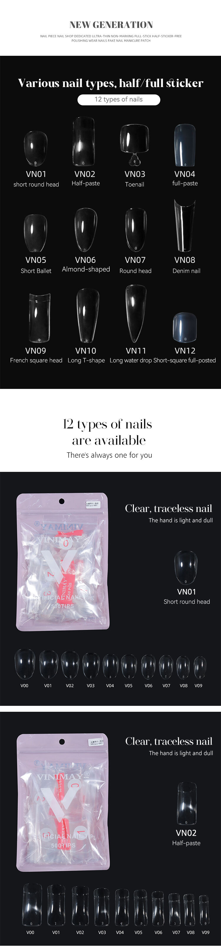 wholesale 12 different designs clear nails tips 500pcs-57