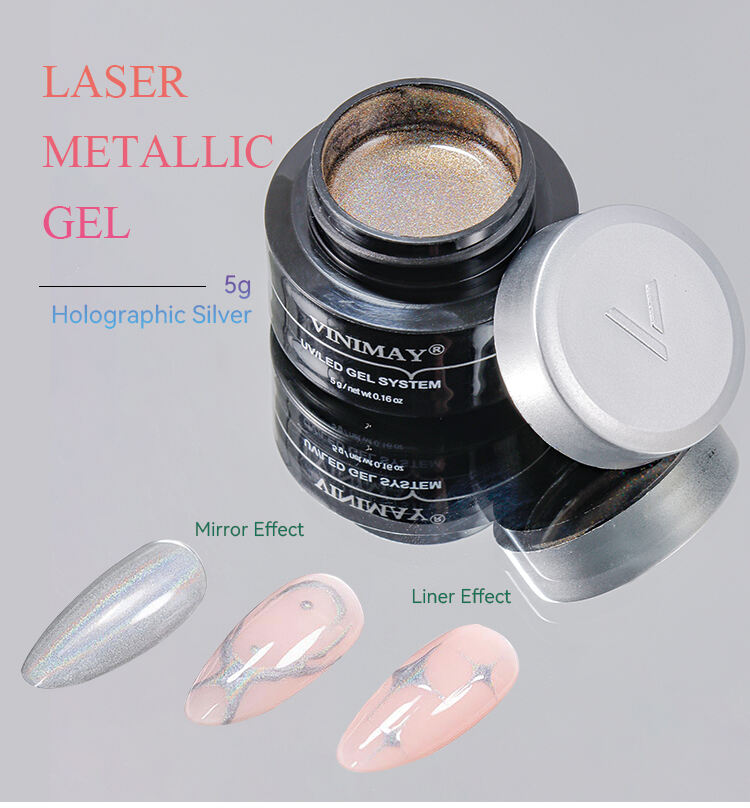 laser metal gel polish silver mirror effect metallic nail painting gel-51