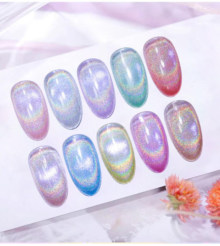 laser rainbow crystal glass cat eye gel polish-61