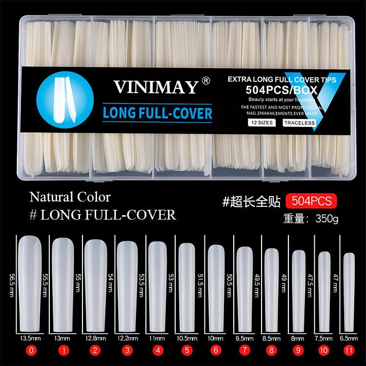 natural transparent color 504pcs extra long nails tips-61