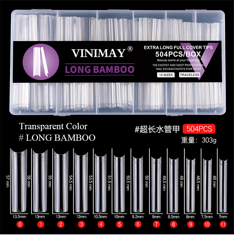 natural transparent color 504pcs extra long nails tips-64