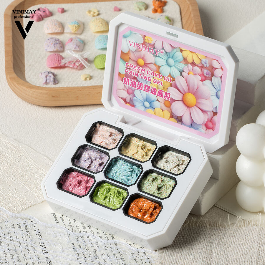 Solidny Kremowy Ciasto Malowanie Olejami Gel 9 Kolorów Bez Wycierania Puding Gel Palette
