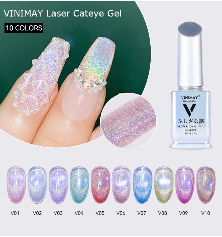 laser rainbow crystal glass cat eye gel polish-59