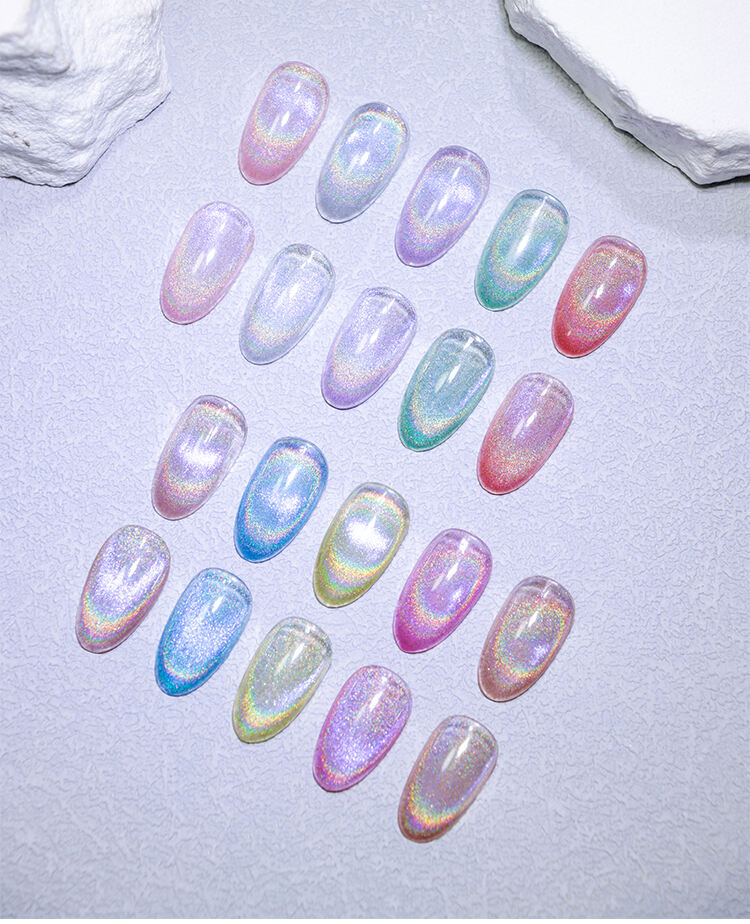 laser rainbow crystal glass cat eye gel polish-57