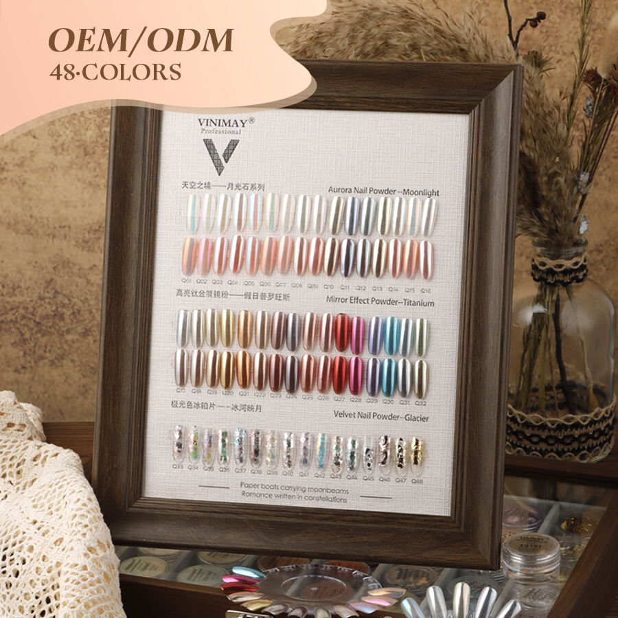 Vinimay 48 Kleuren Chrome Nagelpoeder Set met 3 Stijlen Aurora Chrome Poeder Magische Spiegel Poeder Aurora Pailletten Gel voor Nagelsalon