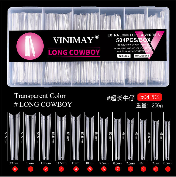 natural transparent color 504pcs extra long nails tips-58