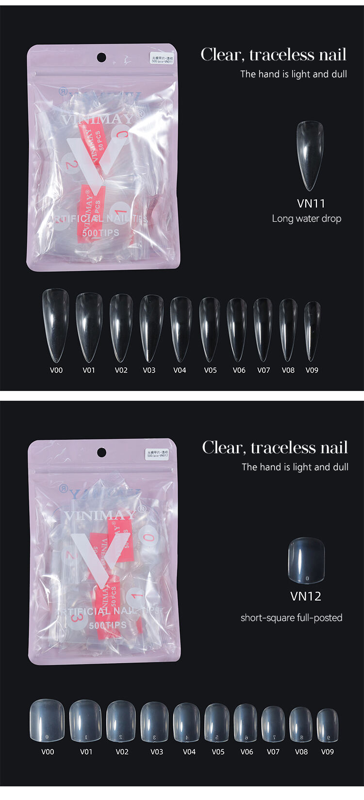 wholesale 12 different designs clear nails tips 500pcs-61