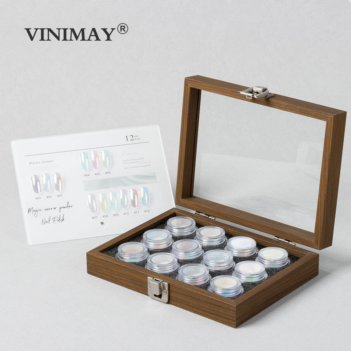 Vinimay Nagelkunst Chrome Nagelpoeder Set 4 Stijlen OEM ODM Aurora Magic Mirror Poeder Ijs Platinum Nagelpoeder met Doosverpakking