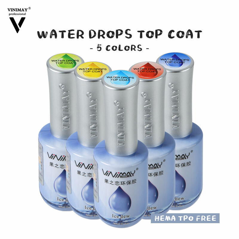 Su Damlası Üst Kaplama 15 ml Şeffaf, Kırmızı, Sarı, Mavi ve Yeşil – 5 Renk