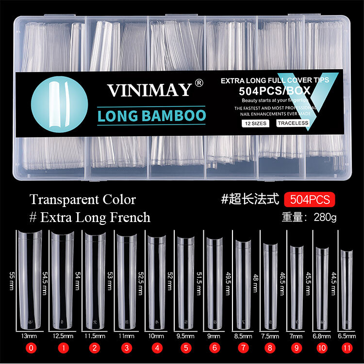 natural transparent color 504pcs extra long nails tips-68