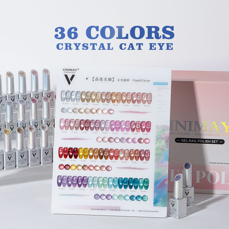 Nouvel ensemble de gel à effet œil de chat cristallin Vinimay, 36 couleurs, fabrication en usine, OEM, marque privée