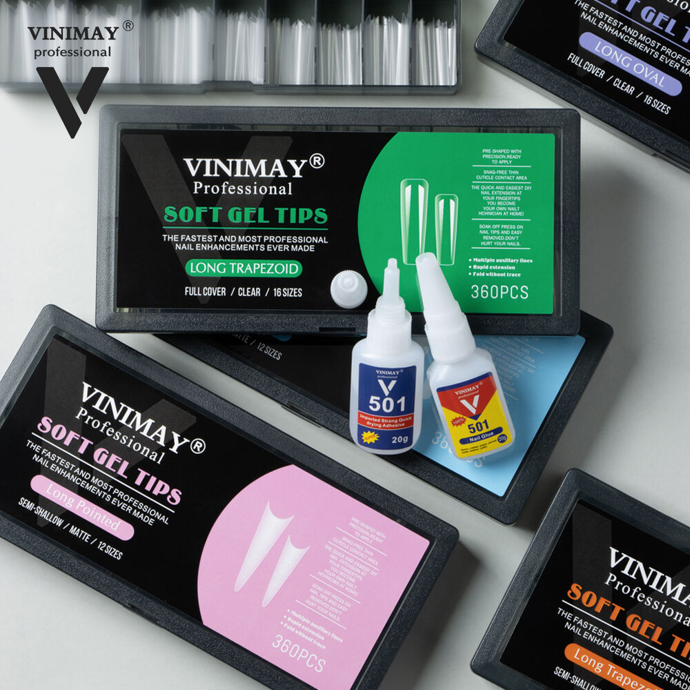 Yarı Tam Kaplama Yumuşak Jel Uzatma Tırnak Uçları