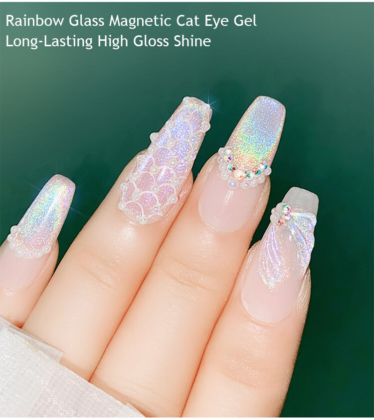 laser rainbow crystal glass cat eye gel polish-63