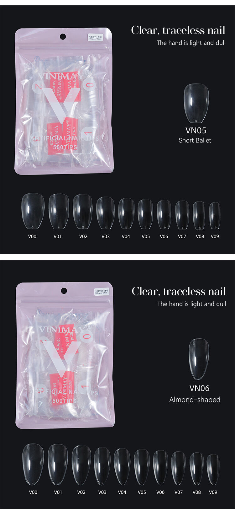 wholesale 12 different designs clear nails tips 500pcs-59