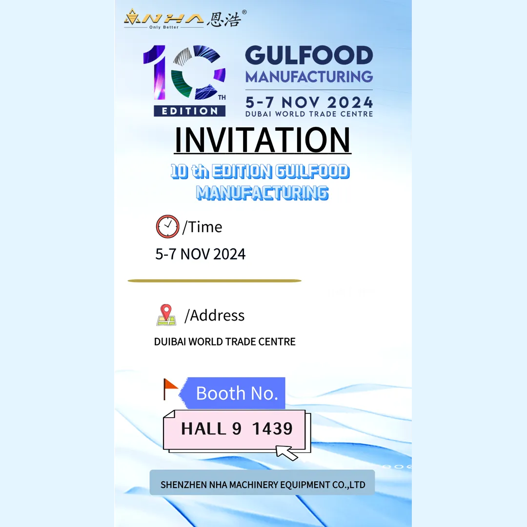 Shenzhen NHA Machinery está convidada a participar na 10a exposición de fabricación de alimentos do Golfo