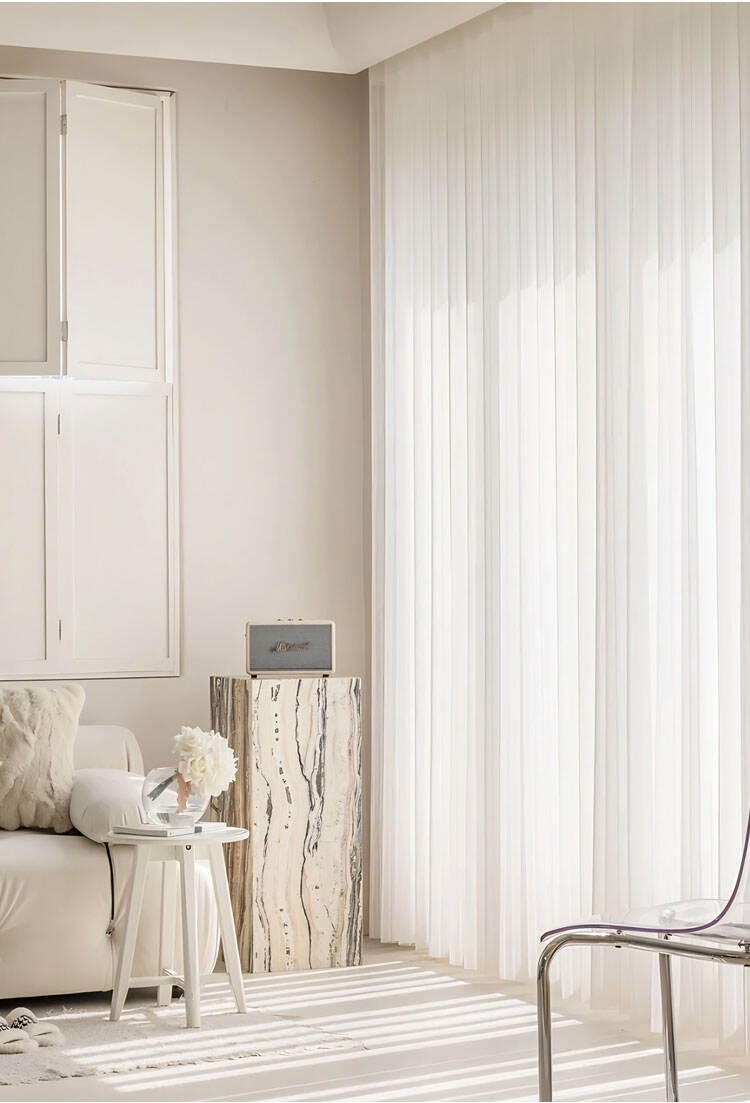 Sheer bamboo slub curtains in a bright living room, creating an airy look with soft daylight and comfortable privacy.