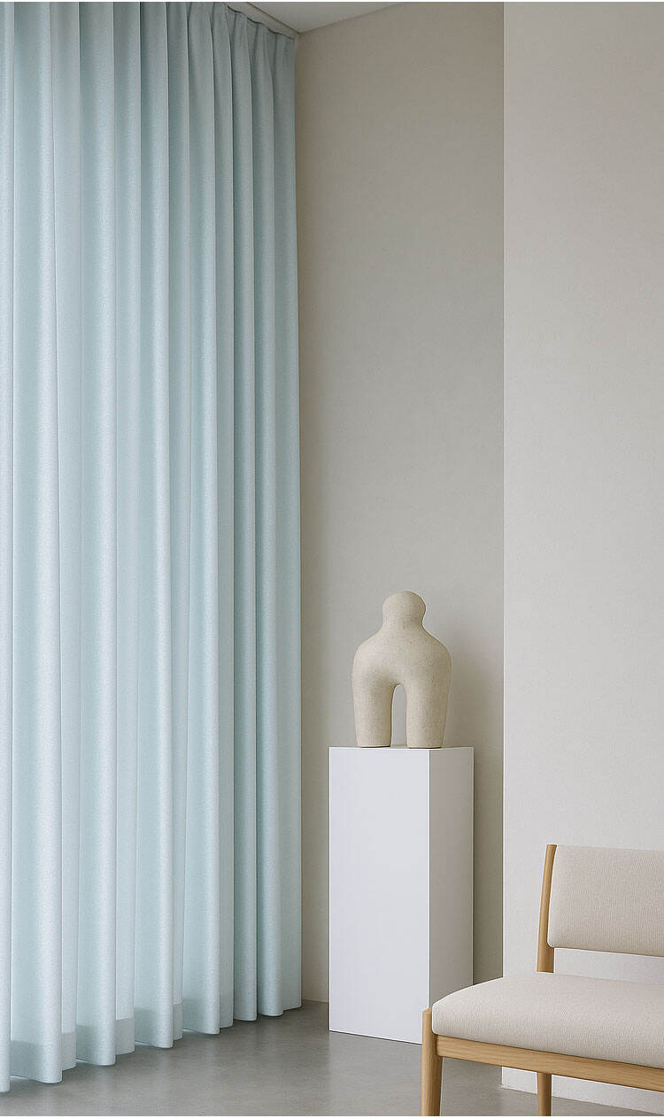 Living room window with dark sheer curtains—clean lines, modern interior light diffusion