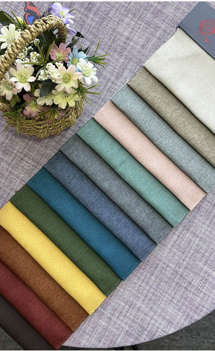 Brocade-linen blackout fabric color swatches—wide palette of neutrals and accent tones for projects