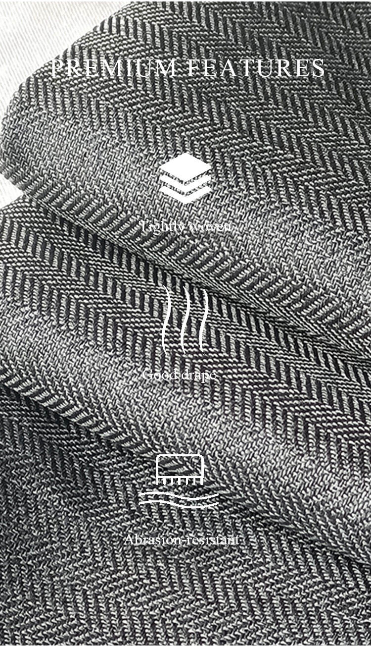 Premium features of linen-look twill curtain fabric—tightly woven, good drape, abrasion-resistant