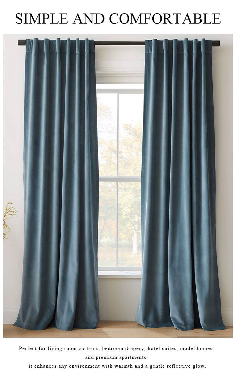 Blue satin curtains on window, elegant drape with gentle reflective luster for modern interiors